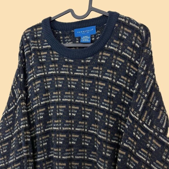 geometric patterned vintage 90s light weight knit sweater indie skate grunge - Picture 2 of 8